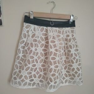 Beautiful leather and sheer flower mini skirt!